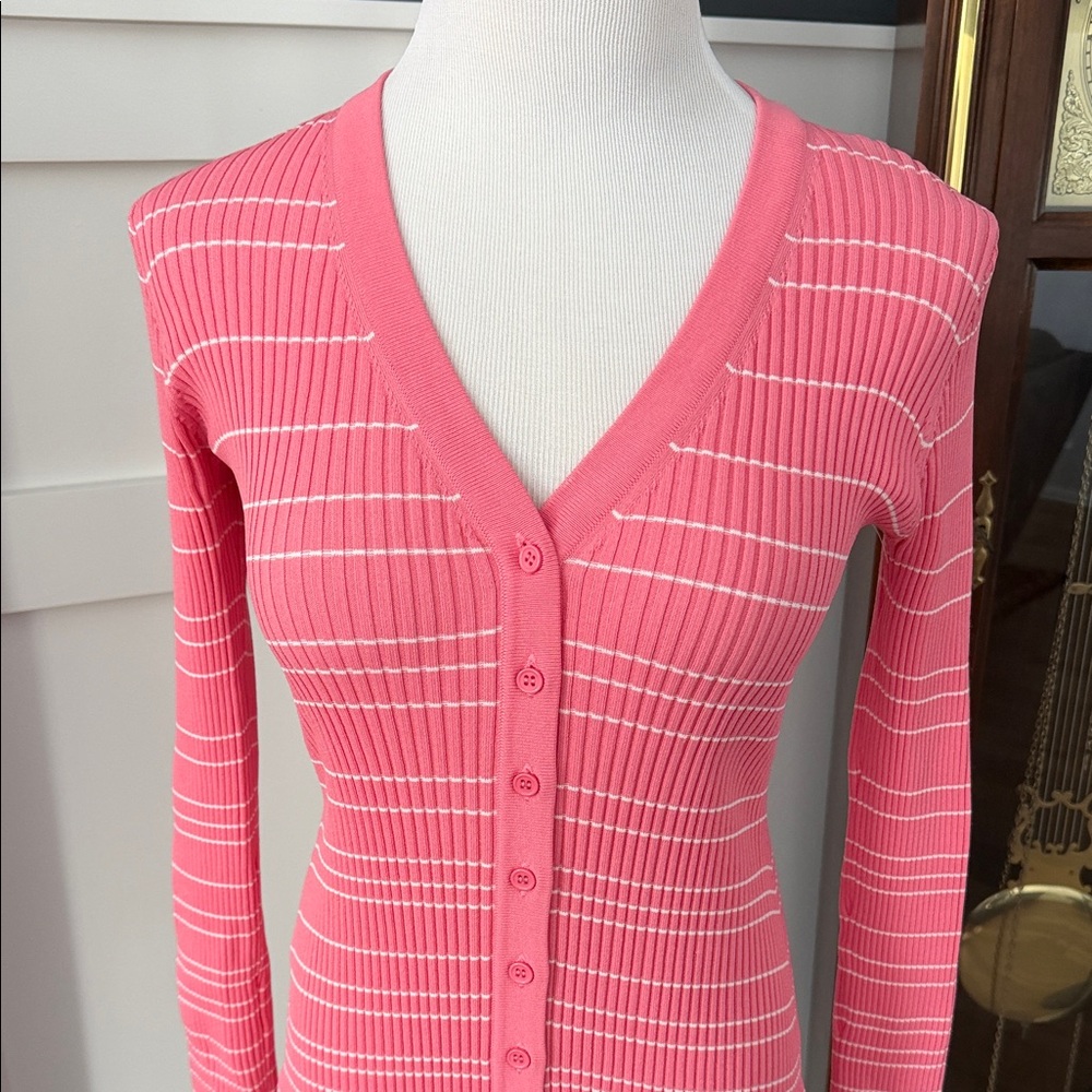 STAUD Pink Striped Long Sleeve Dress - Picture 2 of 5